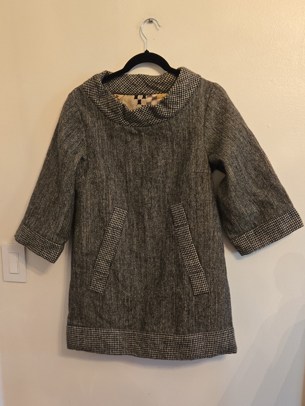 Missoni Y2K Wool Houndstooth Tunic Mini Dress Made In Italy Size 6